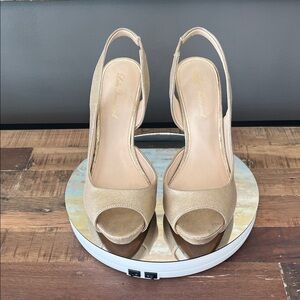 Lulu Townsend Champagne Gold Slingback Peep-Toe Heels (10)
